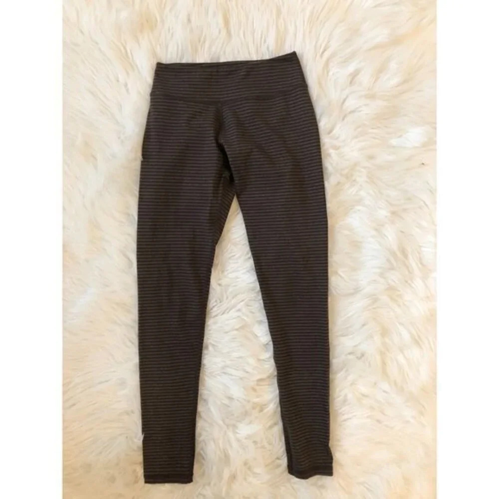 Kyodan Brown Heathered Stripe Full Length Leggings XS Athletic